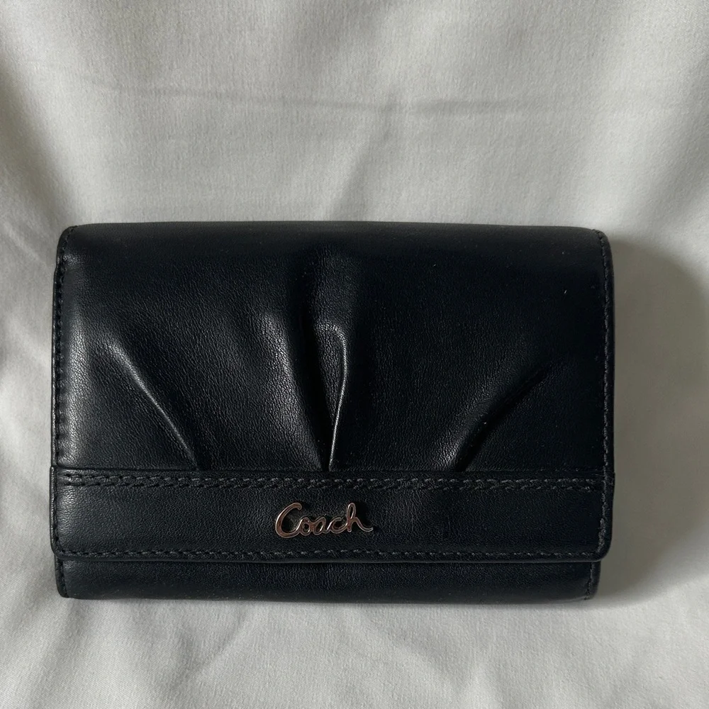 Coach Black Leather Fold Wallet - Picture 1 of 11